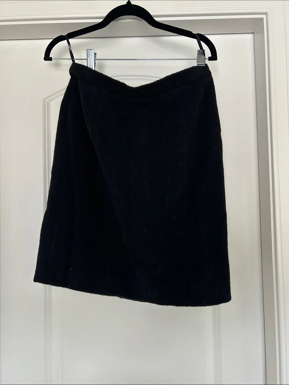 CHANEL Black A-Line Wool Skirt
